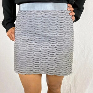 J. Crew Gray Scallop Eyelet Pencil Skirt